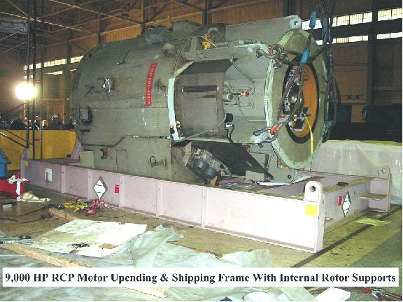 Large RCP Motor Shipping Skid with Up-Ender and Internal Support Devices
